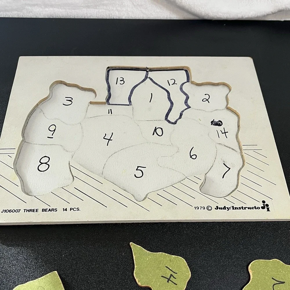 Vintage 1979 Judy Wooden Puzzle GOLDILOCKS and the THREE BEARS #J106007 14pc USA